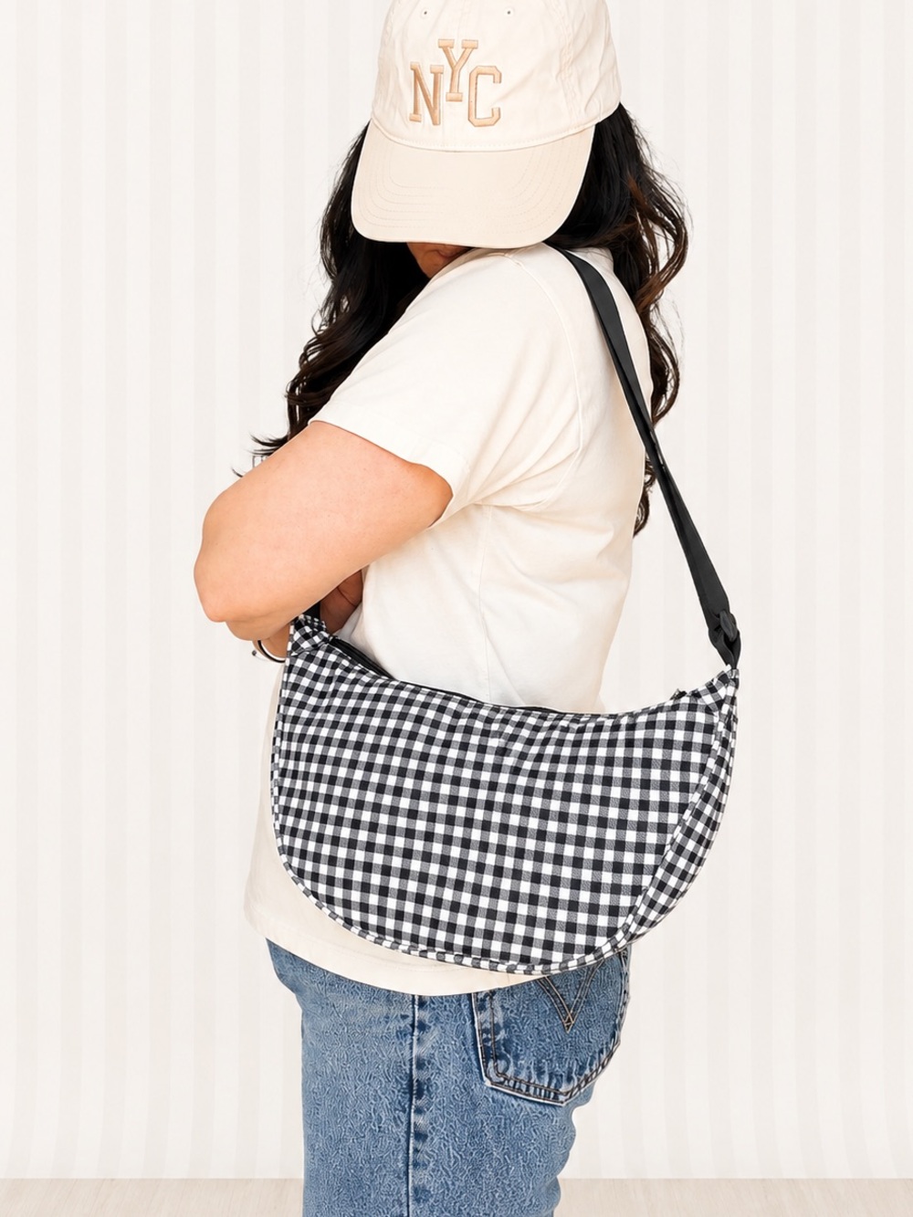Wild Fable Gingham Crescent Shoulder Bag